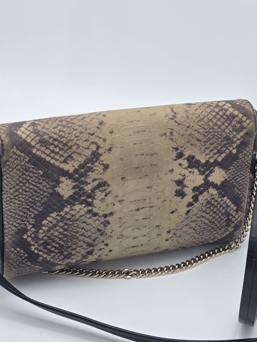 Snake-Embossed Shoulder Bag with Turn-Lock Closure - Picture 4 of 7